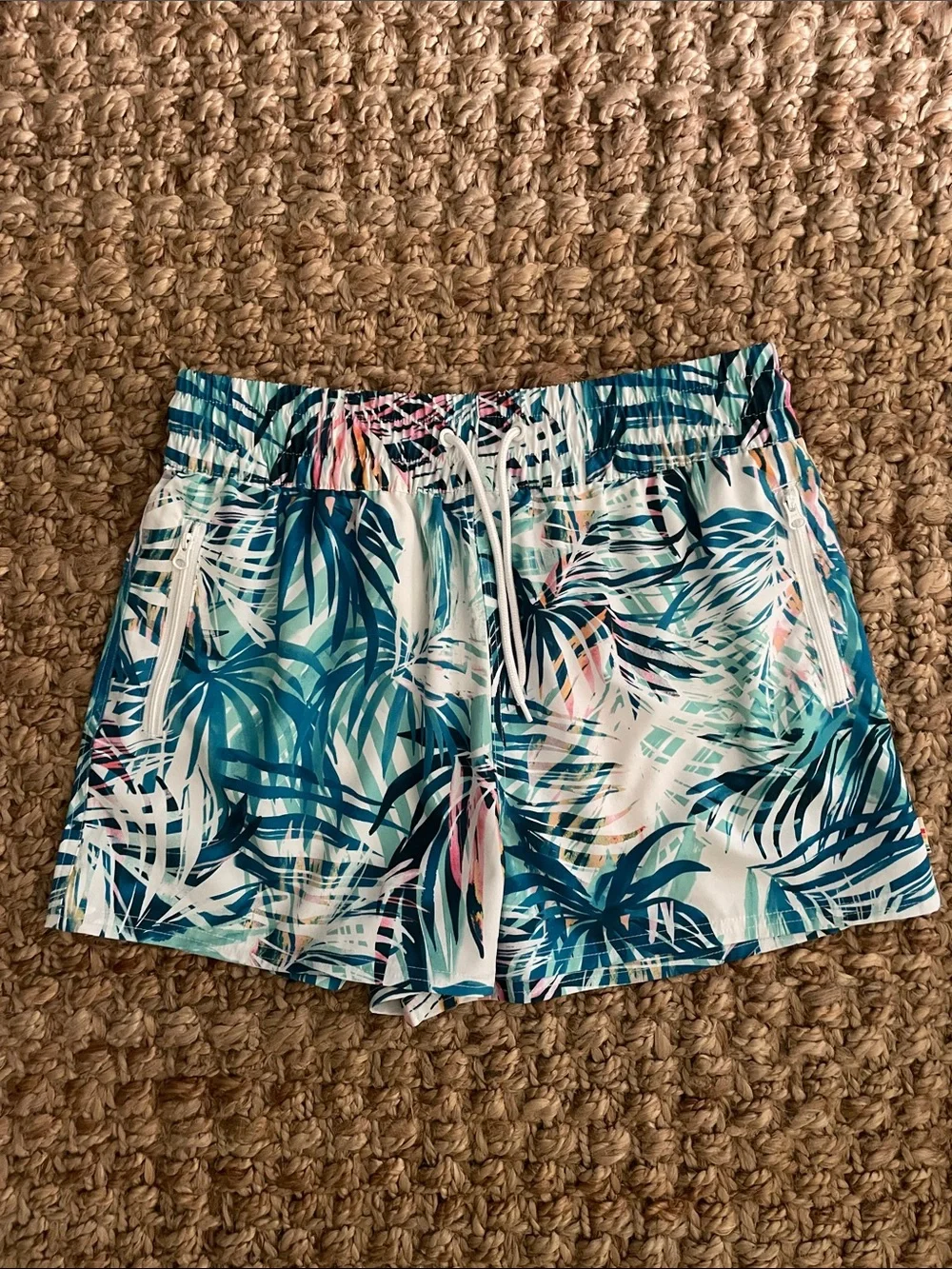 Ocean Pacific OP Tropical Swim Shorts Medium Zip Pocket Beach Cover Up UPF